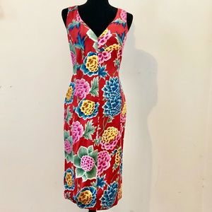 Dolce Gabbana Dress Silk Sheath Floral Sleeveless US 6